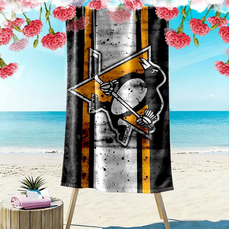 Pittsburgh Penguins Print Beach Towel, Large Soft Quick Dry Towel for Beach Camping Swimming