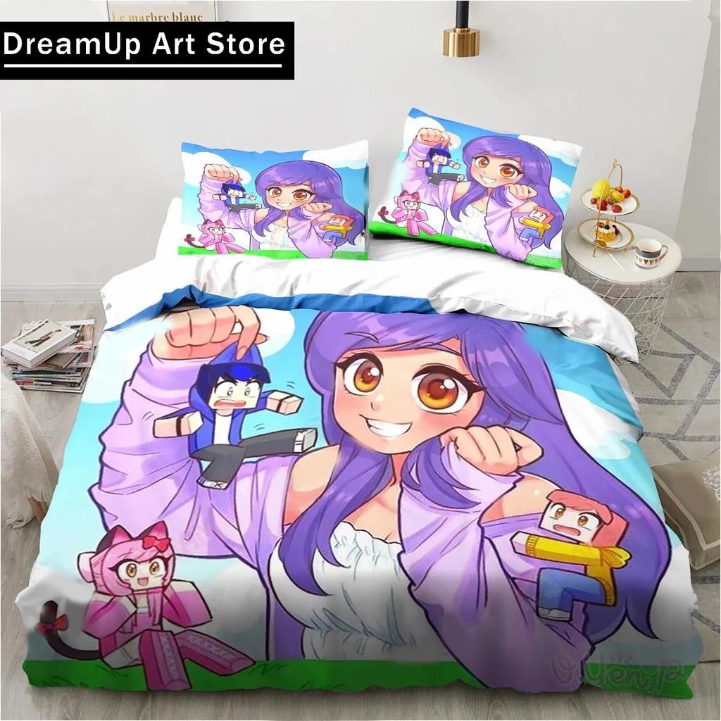 Cartoon Game Cute Aphmau with Wings Bedding Set Boys Girls Twin Queen Full Size Duvet Cover Pillowcase Bed Adult Bedroom