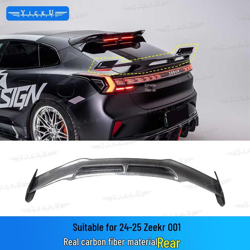 Zeekr 001 Body Kit: Carbon Fiber Front Lip, Side Skirts, Rear Diffuser, Spoiler, Roof Spoiler.
