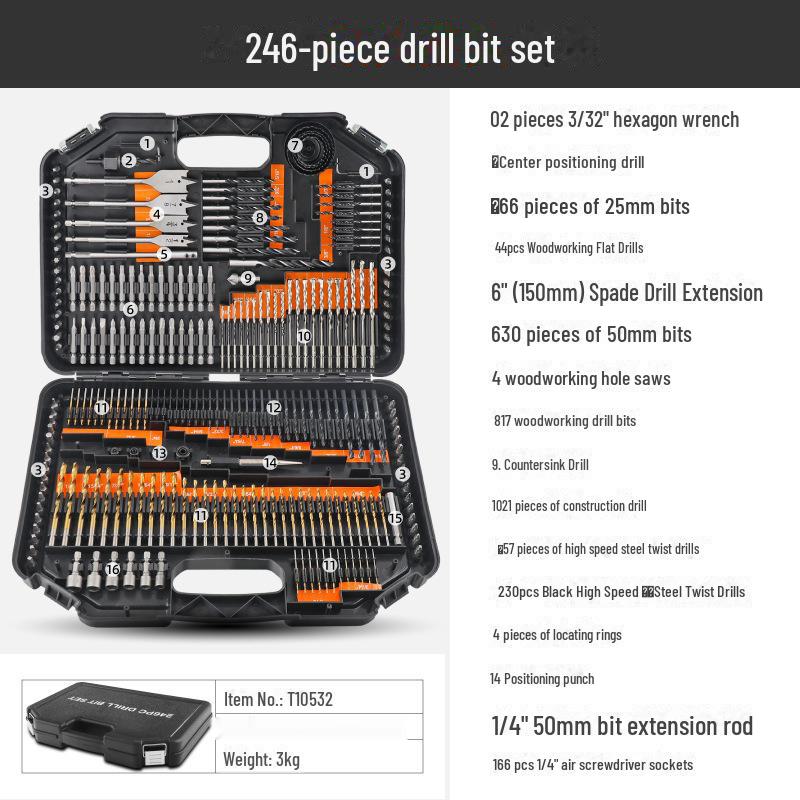 

Hi-Spec Multi-Function Alloy Steel Twist Drill Bit Set for Woodworking & Metal