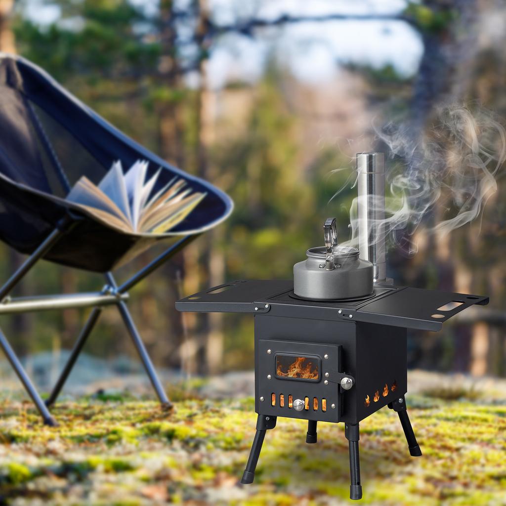 Mini Tent Stove With Chimney Outdoor Firewood Stove Stainless Steel Wood Burning Stove For Backpacking Fishing Camping Furniture