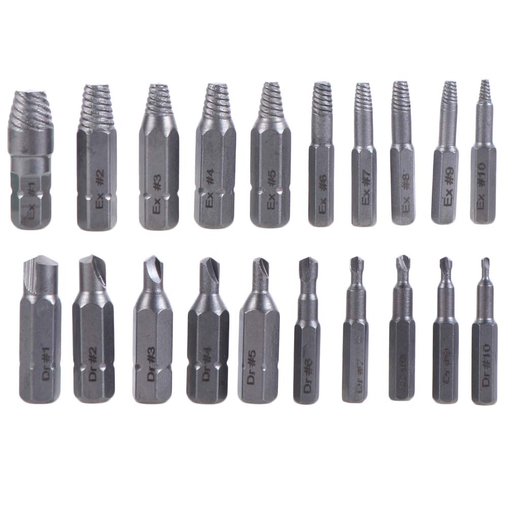 22Pcs Broken Head Screw Extractor Set Broken Bolt Extractor  Stripped Screw Removal