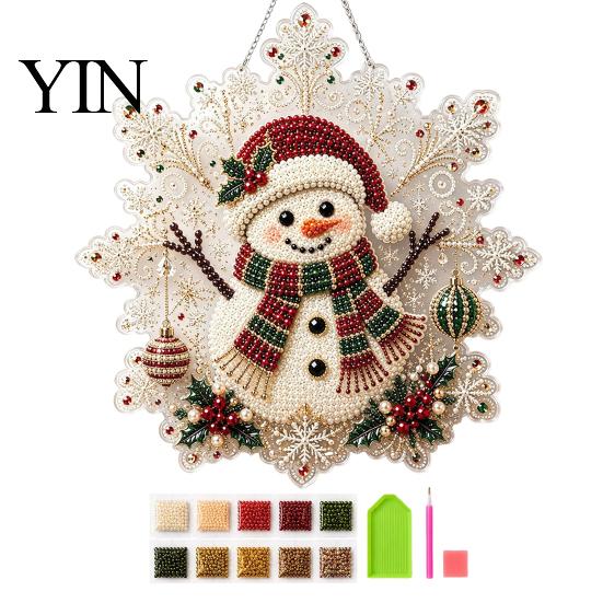 Weihnachts Bastelsets für Erwachsene Perlmutt Malerei Sonnenfänger Kunst-Set, Acryl Schneeflockenform Brett Dekorative Edelstein Schmucksteine Sets mit