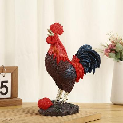 Crowing Rooster Ornament Chinese Style Rooster Decoration Chinese Style Rooster Figurine Resin Statue Farm Sculpture for Home