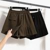Plus Size Women's High Waist Woolen Casual Shorts - Autumn & Winter Loose Wide Leg Design for a Slimming Look