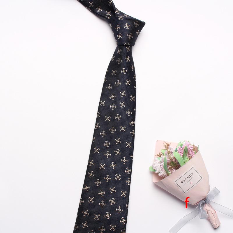 Navy Blue Series Oblique Striped Tie Men'S Business Flower 8Cm Polyester Silk Tie