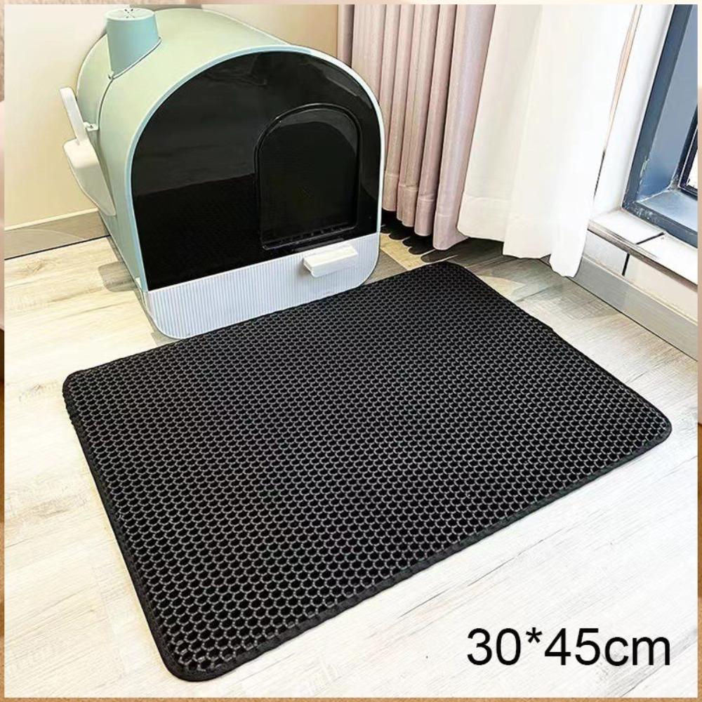

Waterproof Cat Litter Mat Double Layer Sand Cat Pad Gift Pet Toilet Pad Litter Box Area 30*45cm-black