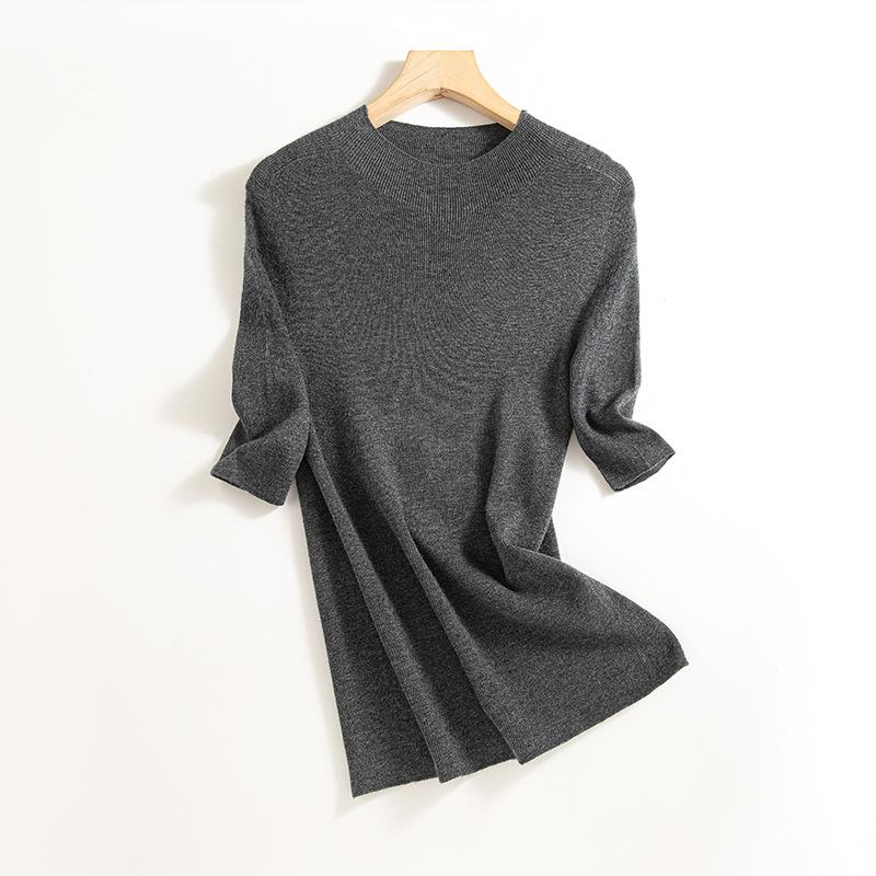 

Серый вязаный свитер с полувысоким воротником из смесовой шерсти, женский, новинка ранней осени, облегающая базовая рубашка для ношения под низ, бесшовная интеграция XL серый