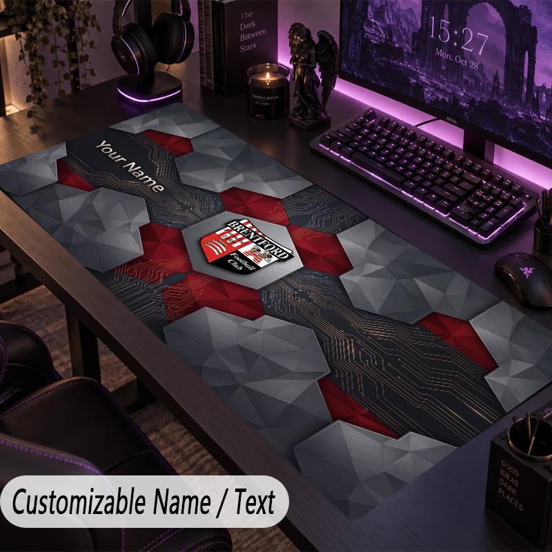 Custom Text Big Mousepad, Extended Desk Pad For Laptop Work GameBrentford Football