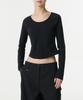 MUSINSA STANDARD WOMAN Women'S Slim Scoop Neck Raglan Long Sleeve T-Shirt [Black]