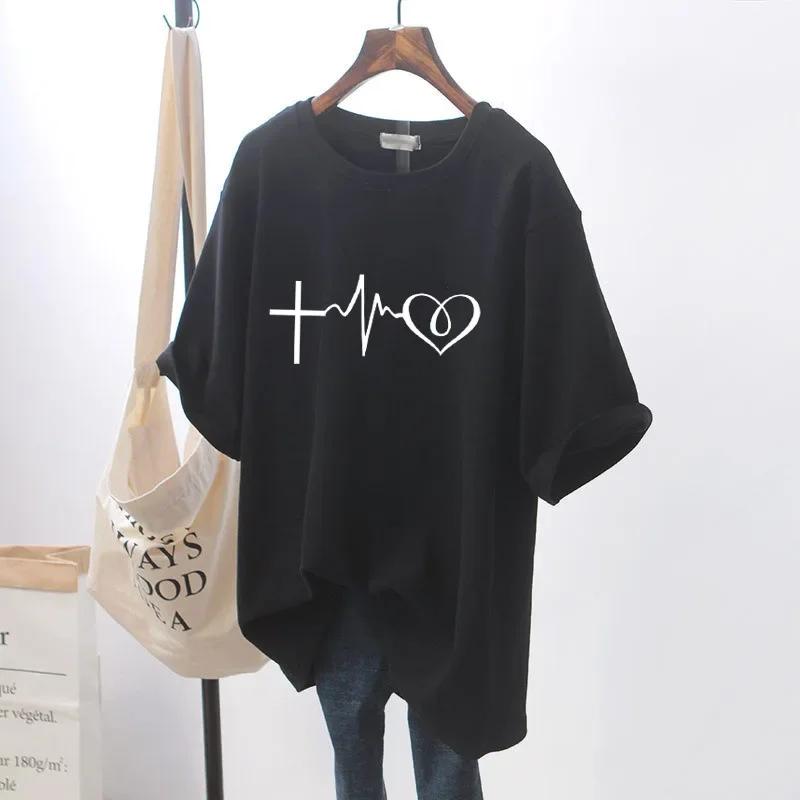 Unisex 2024 Summer New Smile Print Women's Short-sleeved Explosive Loose White T-shirt Top Women T Shirt