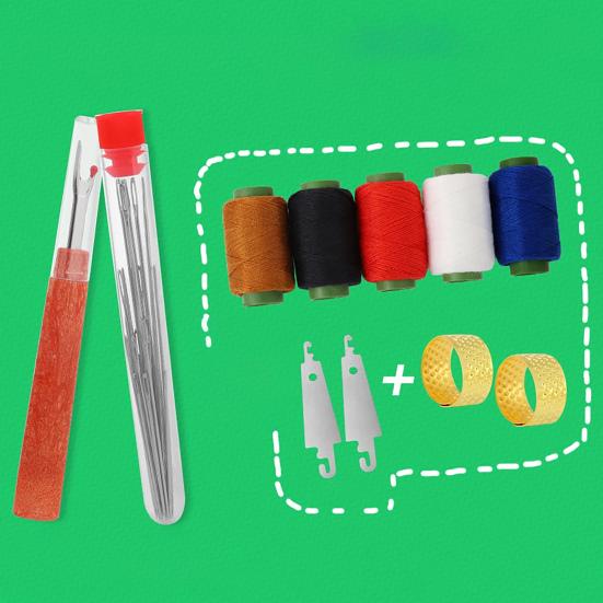 Big Eye Steel Needles Set Hand Sewing Kit Needles with Protective Case Threads Thimbles Threaders Quilting Tool Kit for Sewing Cross Stitch Projects