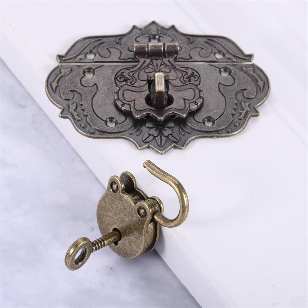 Antique Zinc Alloy Padlock and Hasp for Furniture and Boxes Lock for Jewellery Cases Wooden Storage and Chests