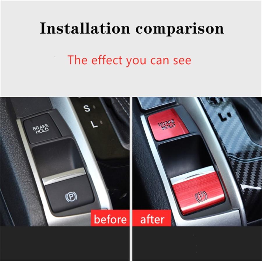 4 Pcs Car Electronic Handbrake Button Cover For Honda Civic 2016 2017 2018 2019