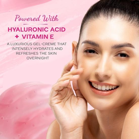 FACESCANADA Pink Aloe Vera Overnight Replenish Gel, 50g | Hyaluronic Acid & Vitamin E | Intense Hydration | Lightweight, Non Sticky & Absorbs Easily