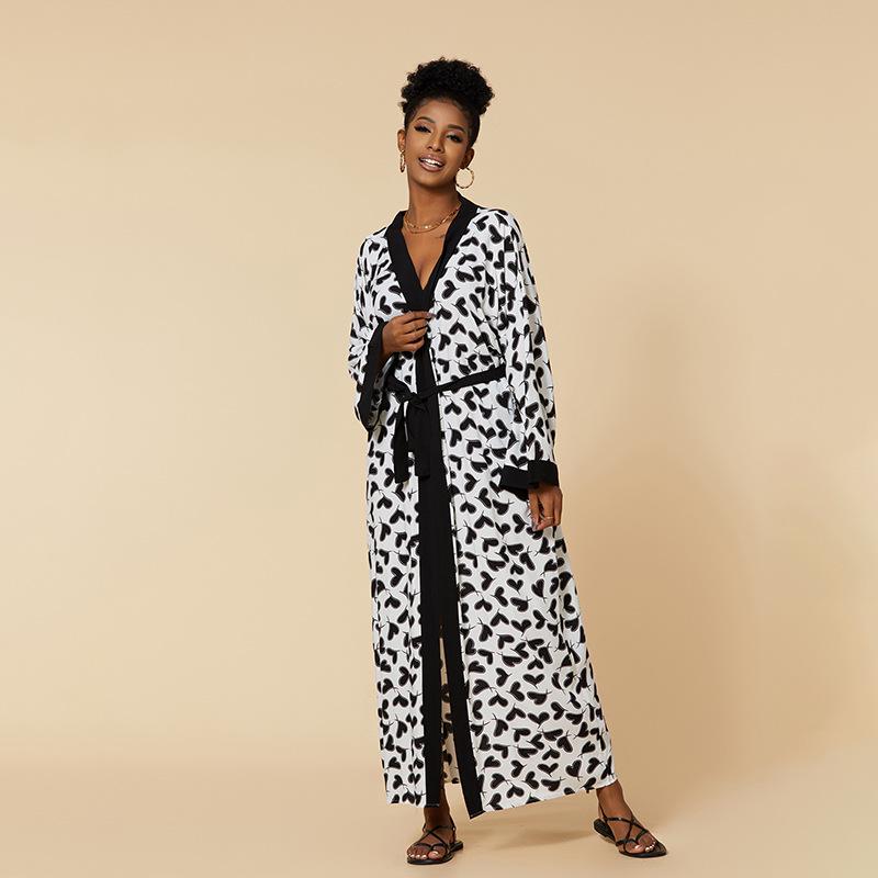2023 Zebra Print Cotton Beach Cover-up Cardigan for Women