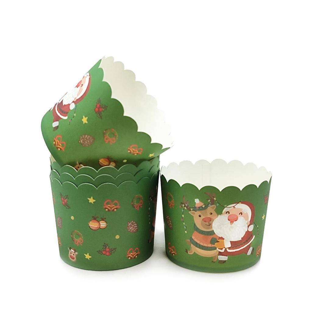 Heat-Resistant Christmas Muffin Cups - Medium Size, 50 pcs for Oven-Baking