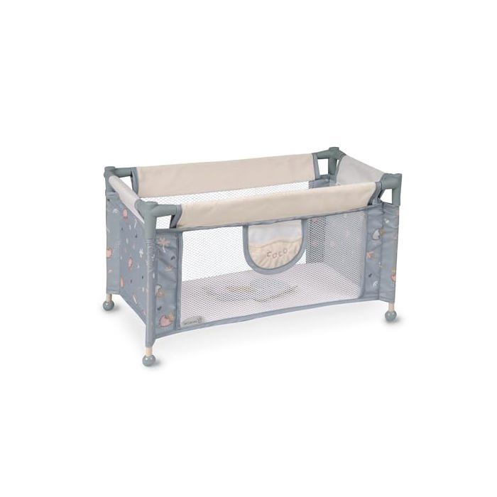Berceau de voyage pour poupées - DE CUEVAS TOYS - Coco - 30x50x29 cm - Blanc et Bleu - Polyester - Facile à monter