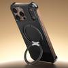 For iPhone 14 Pro Max Magnetic Case with Kickstand Borderless PU+Metal Drop Proof Phone Back Cover