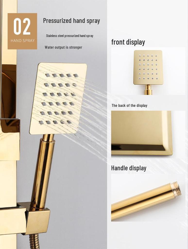 All-Copper Thermostatic Shower Faucet Set with Rain Shower Head