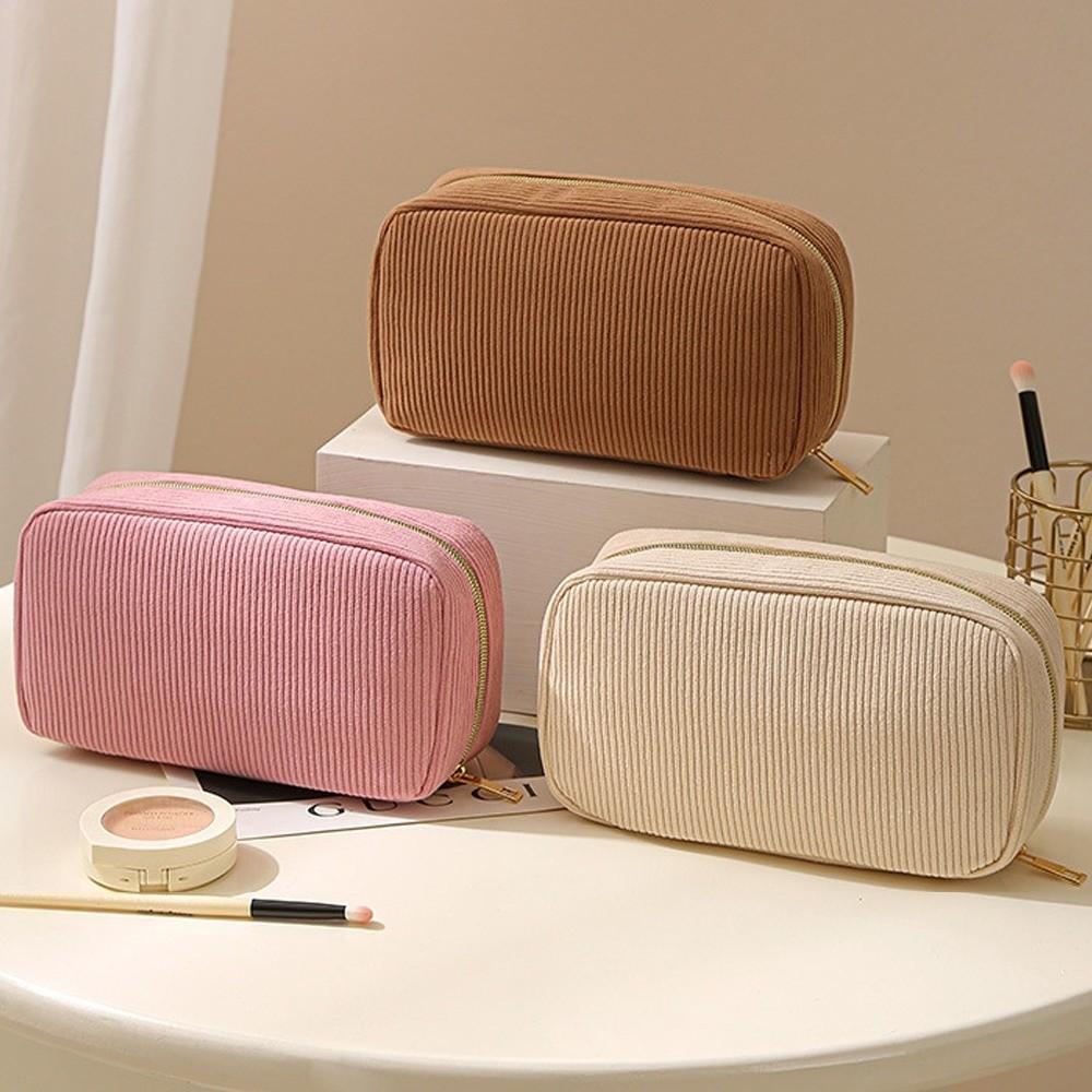 Fashion Portable Storage Bag Multifunctional Corduroy Handbag Large Capacity Simple Cosmetics Bag Travel