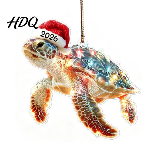 Animal Themed Holiday Decorations Christmas Hanging Ornaments with Lanyard Cute Double Sided Pendant 2026 Creative Shaped Gifts Santa Hat