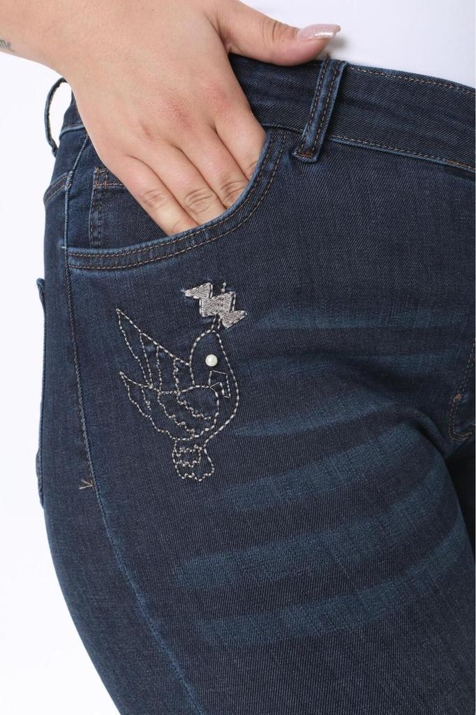 Damenmode Übergröße Shorts & Bermudas Plus Size Jeans Capri mit Schlitz (Taschen- und Stickereidetail)