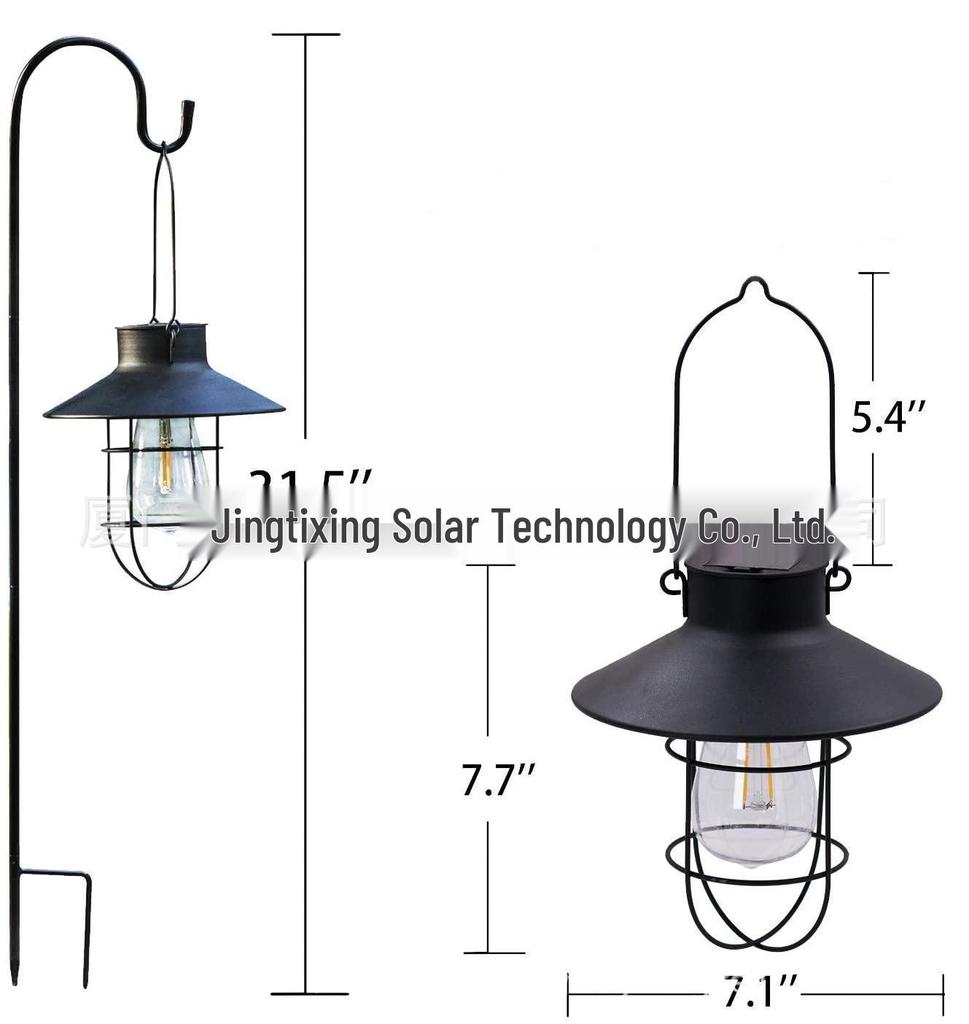 Solar Wrought Iron Hanging Light for Outdoor Courtyards and Balconies