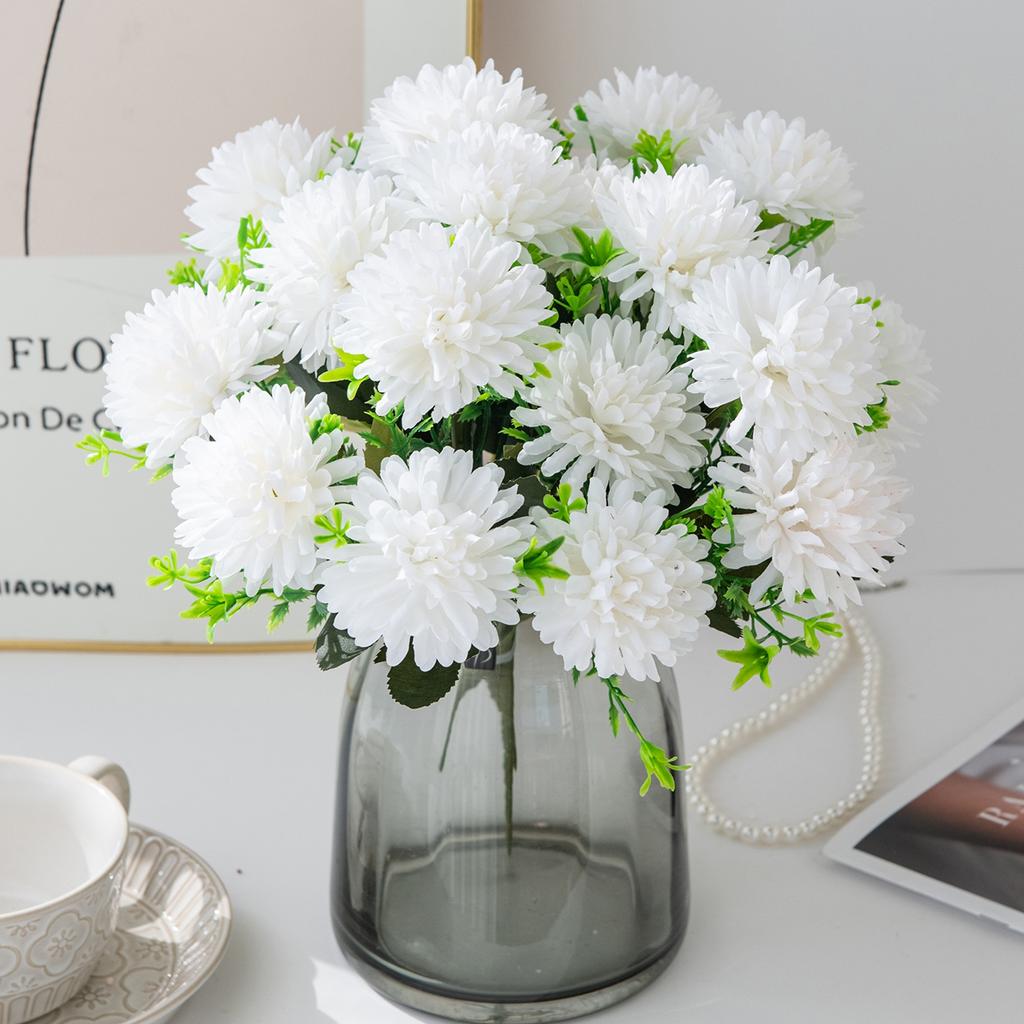 Artificial Flowers Silk Ball Chrysanthemum Home Room Table Wedding Bridal Bouquet Decor Valentine's Outdoor Garden Yard DIY Gift
