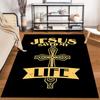 "Jesus Saved My Life Cross Design Rug Non-slip rug suitable for living room and bedroom sofas"