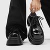 Autumn and Winter New Glossy Platform Foam Sole Front Lace-up Big Toe Men's Shoes Casual Commuter Wedding Groom Patent Leather Shoes