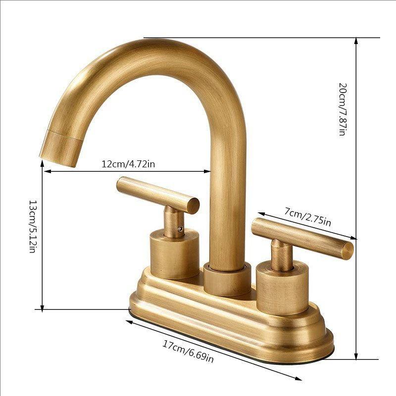 360 Swivel Antique Brass Bathroom Basin Faucet Sink Mixers Taps Bathtub Dual Handles Deck Mounted Basin Sink Mixer Hot and Cold