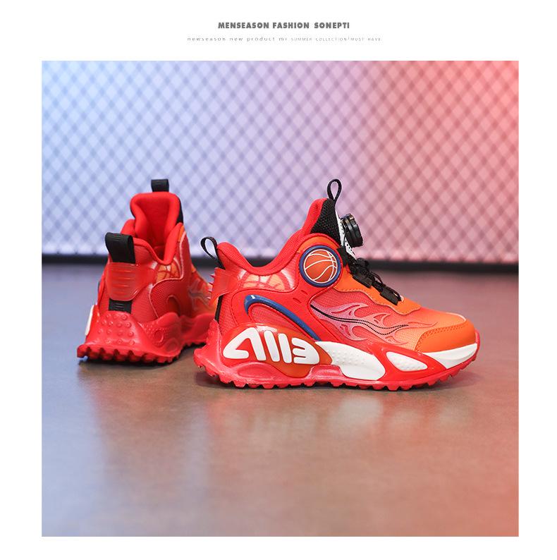 Scarpe da Basket Rosse per Ragazzi Edizione Limitata Anno del Serpente 2025 - Nuovo Stile Autunnale in Rete Traspirante