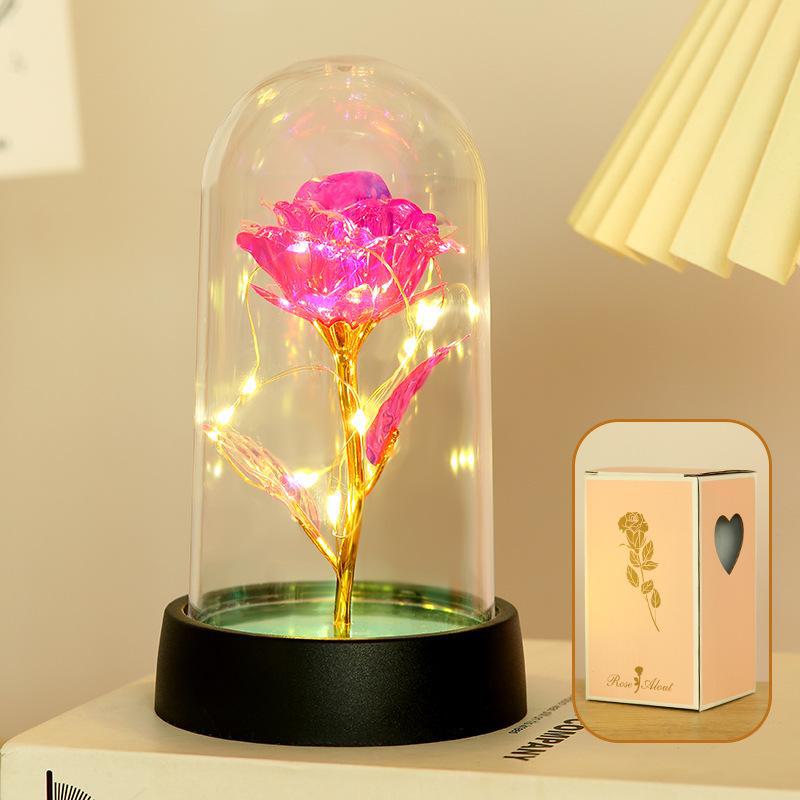 Valentine's Gold Folie Rose Glass Nattlys - Evig blomst Kreativ Ornament Bursdagsgave