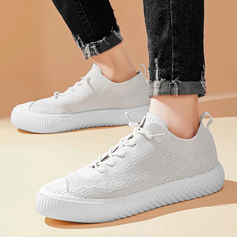 Men's and Women's Mesh Breathable Casual Sports Shoes Lace-up Vulcanized Couples Walking Light Spring and Autumn New
