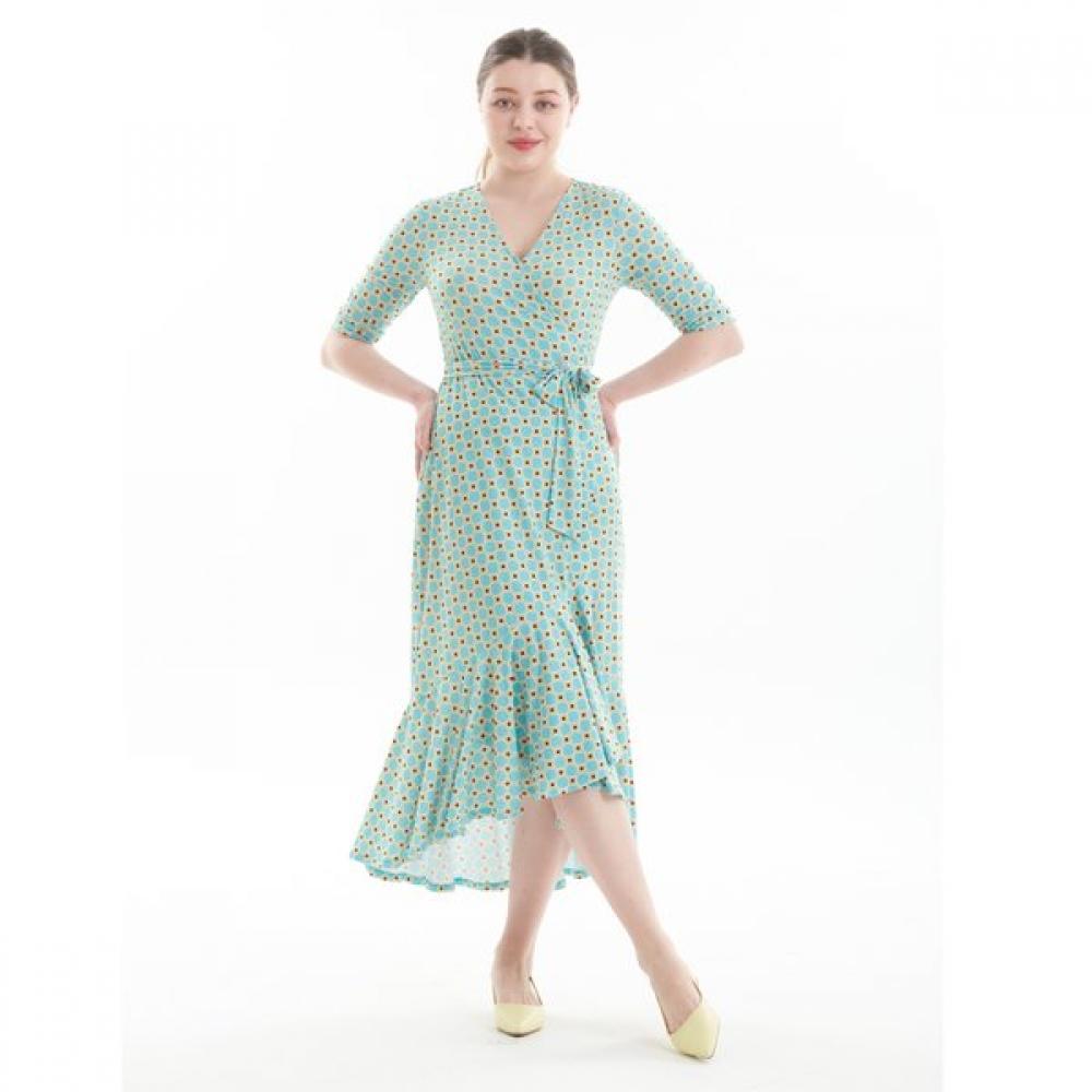 Lipbbam Creora Vivienne Frill Wrap Dress 3 4 Sleeve Ldm42ph01