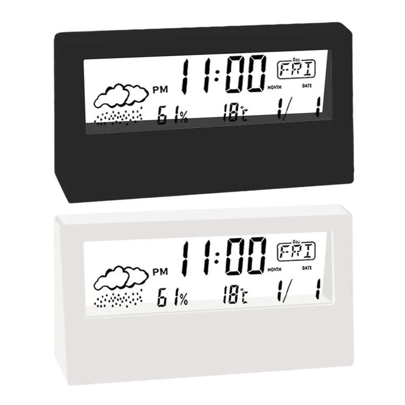 Relógio Eletrônico Medidor de Temperatura e Umidade Estação Meteorológica para Casa Com Alarme Termômetro LED Termo-higrômetro Multifuncional