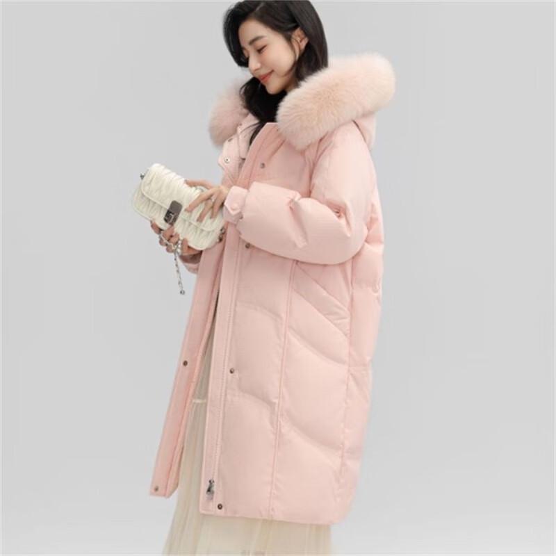 YAYA Women's Long Over-Knee Fur Collar Down Parka