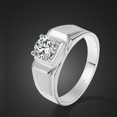 Ring For Men And Women Inlaid With 5A Zircon Single Ring Electroplated Thick Rhodium Gold Couple Ring Jewelry
