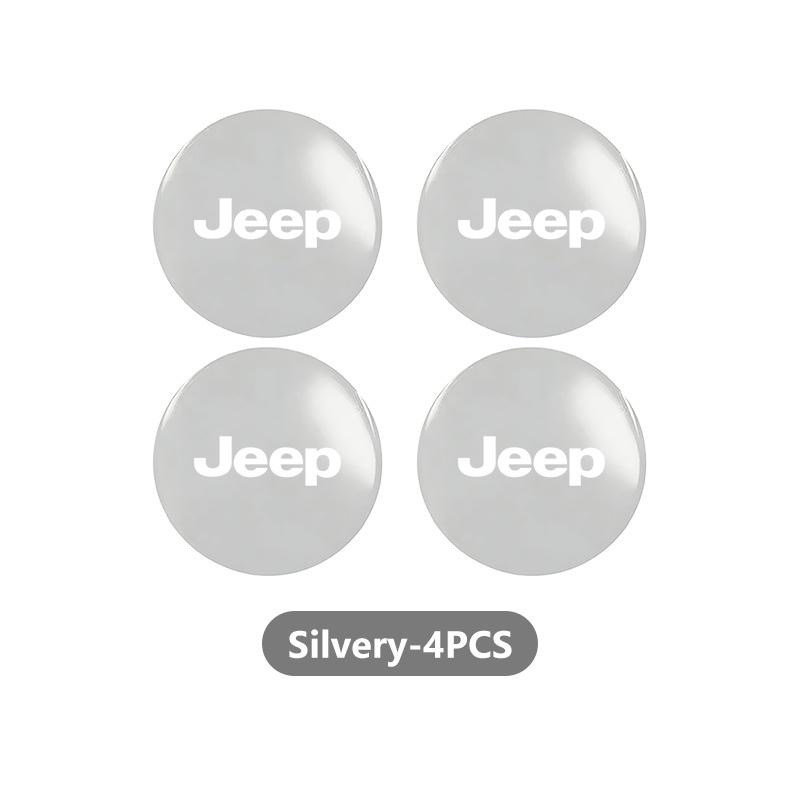 For Jeep 4pcs 3D Car Logo Wheel Center Hub Cap Dust-proof Badge Sticker Grand Cherokee Wrangler JK Renegade Gladiator Compass