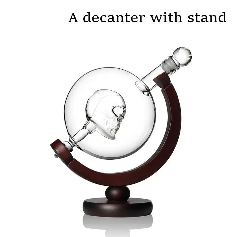 3 Pcs/set Creative Borosilicate Glass Craft Wine Bottle Skull Red- Wine Decanter White- Wine Bottle Vodka with Cups