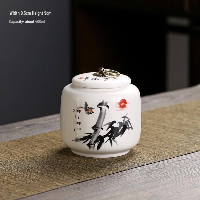 Small Ceramic Tea Caddy: Moisture-Proof, Sealed White Porcelain Jar