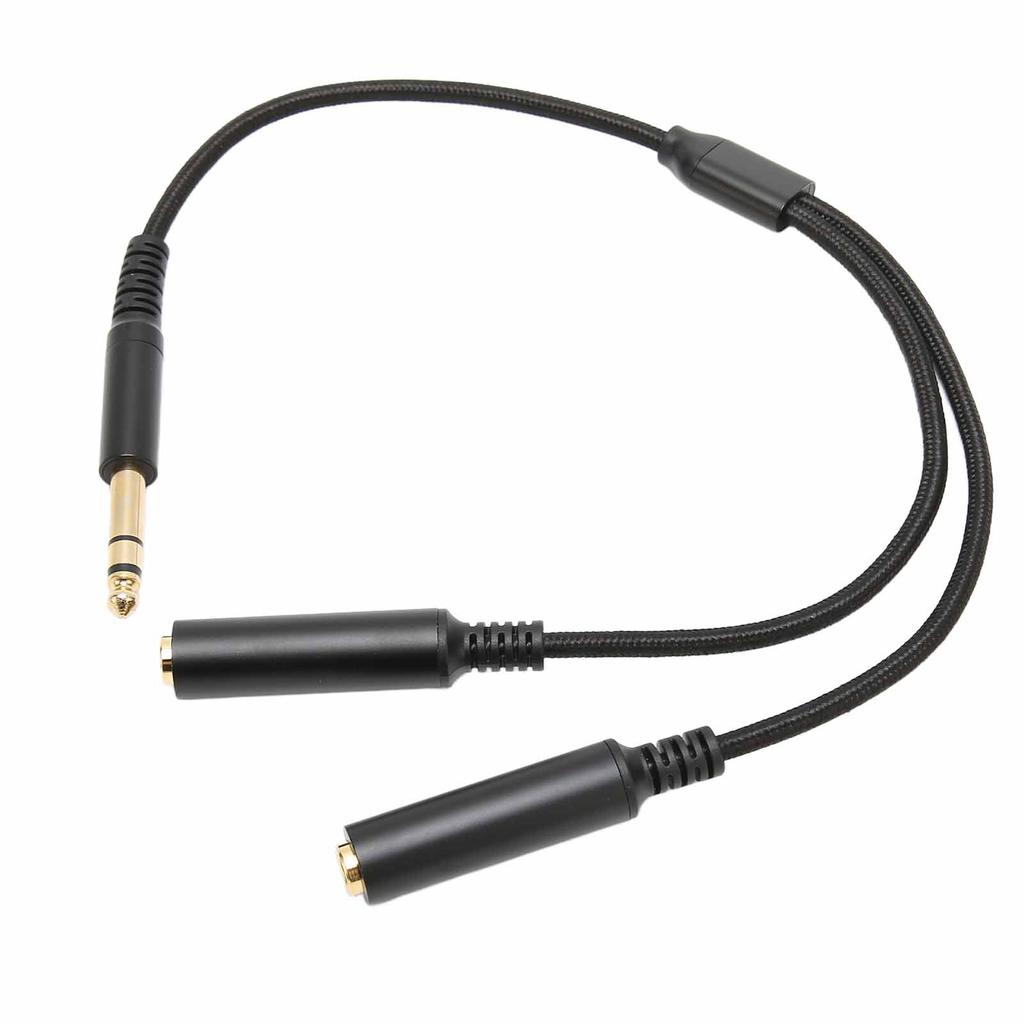6.35mm Stereo Male Plug to Dual Female Plug Cable 14 Inch 6.35mm Splitter Y Cable with Gold Plated