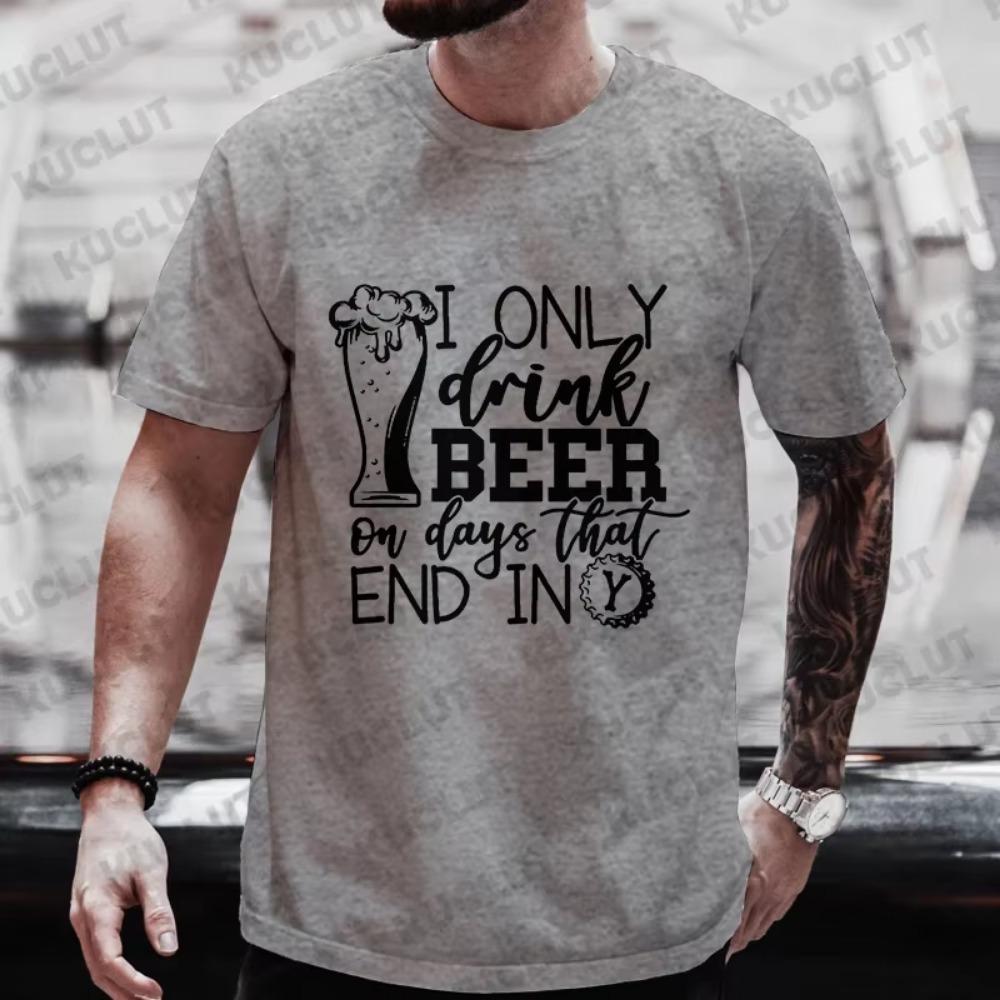 T-shirts for Men Drinking Beer Party Y2k Clothing Bachelor Party Drinking Team Matching Tees Shirts Outfit Oversized Streetwear