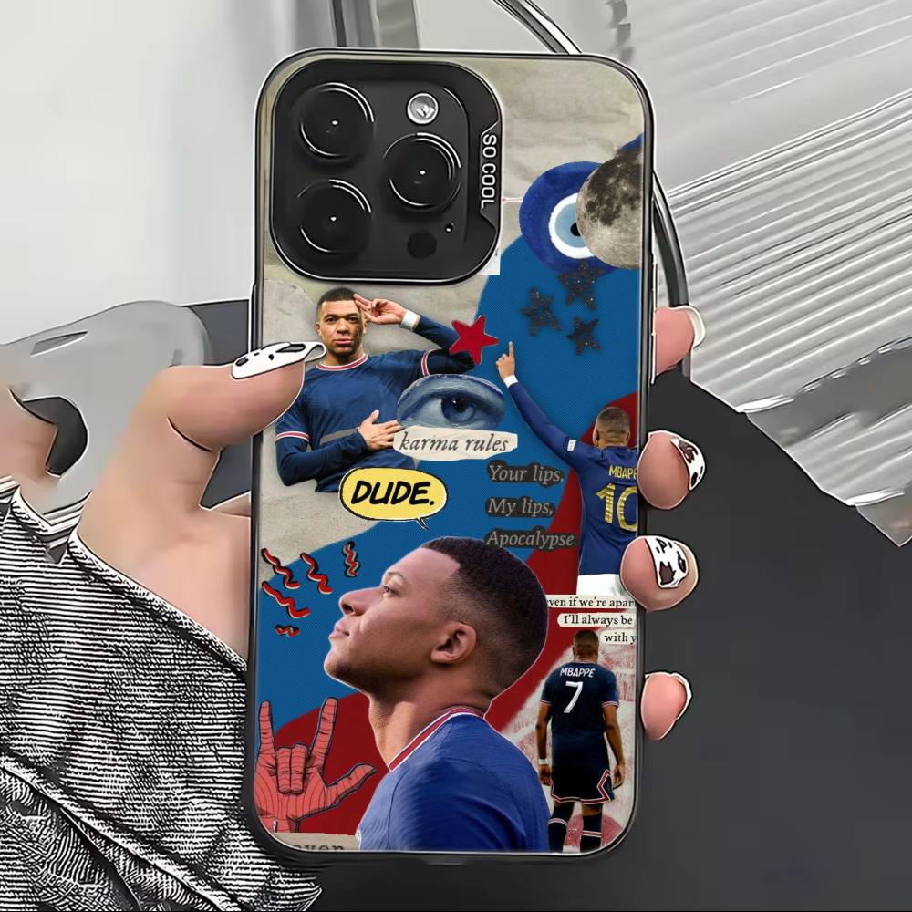 Football S-Star M-MbappeS-S Phone Case For iPhone 17,16,15,14,13,12,11 Plus,Pro Max,XS,Colored Silver Plated Inside Cover