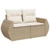 2-Sitzer Gartensofa mit Kissen Beige Poly-Rattan