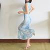 2026 European and American pure desire sexy celebrity temperament style improved cheongsam waist mesh yarn hip-wrapped dress women