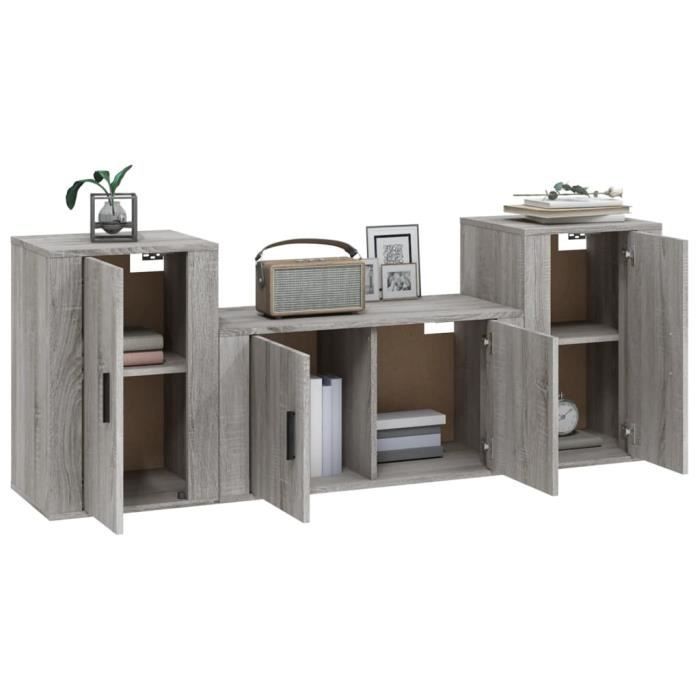 VidaXL TV Unit Set 3 Pcs Sonoma Grey Engineered Wood 3188508
