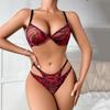 Sexy Women Underwear Set Europe Ultra Thin Zebra-stripe Brassiere Hollow Temptation Classic Bandage Underwire Push Up Bra Set