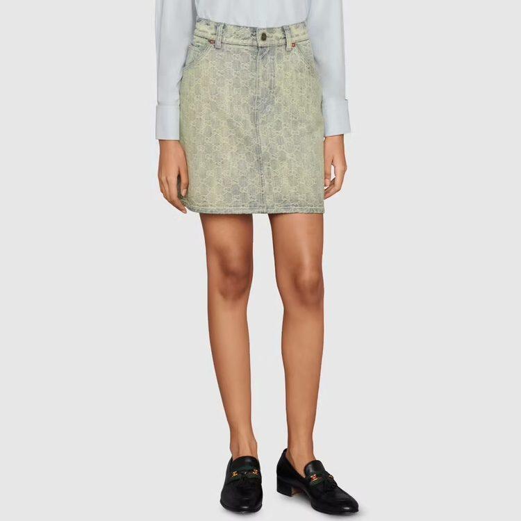 GUCCI SS22 Denim Short Skirts Women's Blue Black 678789-XDBOK-4692